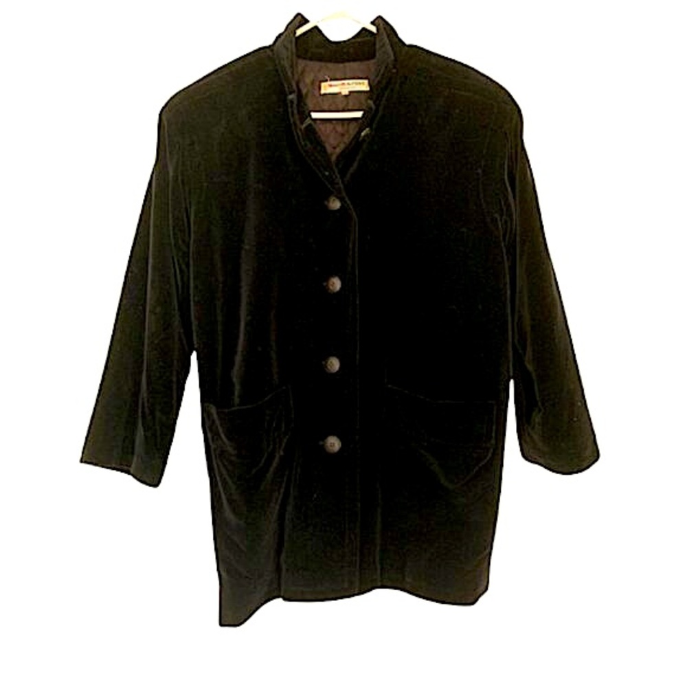 Vintage Yves Saint Laurent Rive Gauche YSL Black Velvet 3/4 Coat